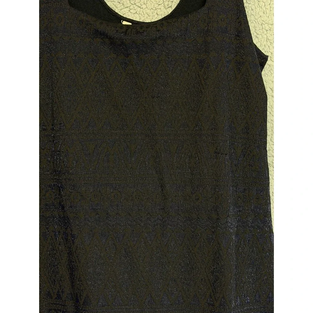 FREE PEOPLE Mini Dress Womens L Black Blue Jacquard Bodycon Textured Sleeveless